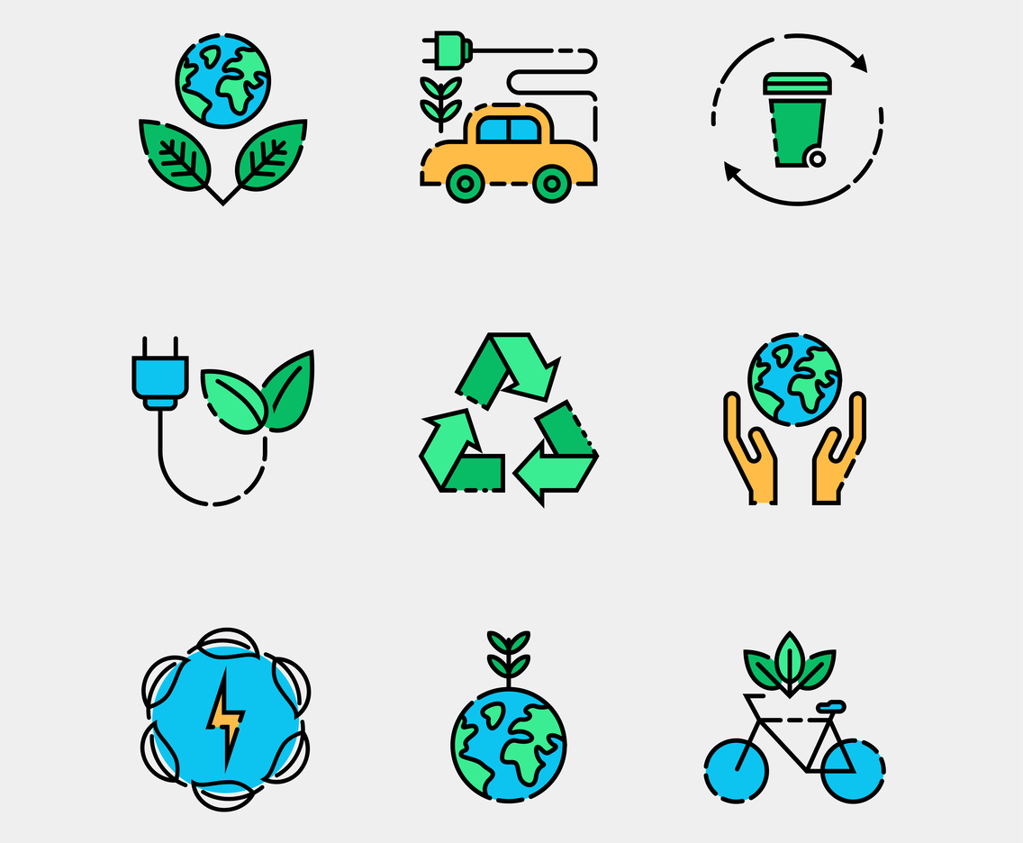 Earth Day Simple Flat Icon Design Set