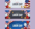 Set of Labor Day Greeting Banner