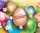 Celebration of Easter Day with Colorful Easter Eggs