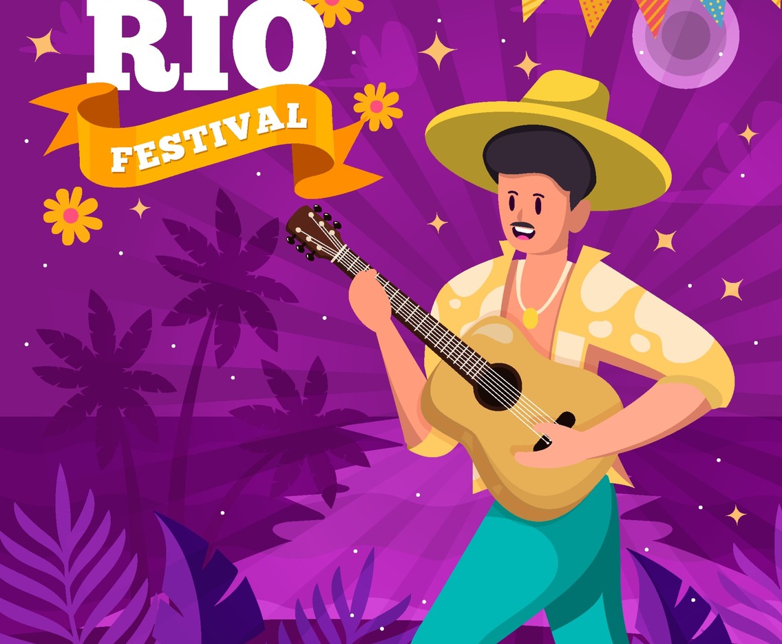 Man Playing Guitar in Rio Festival Event Concept