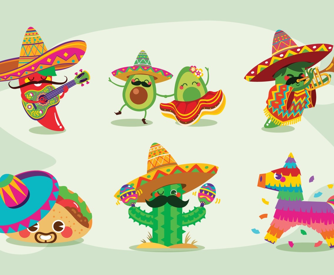Cinco de Mayo Mexican Funny Characters Concept