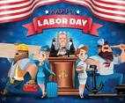 Happy Labor Day with Different Occupation People