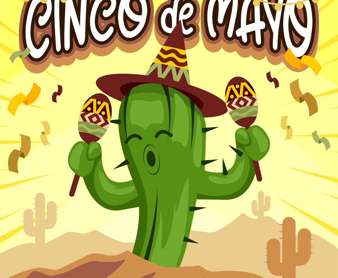 Cartoon Cactus Dancing Celebrating Cinco De Mayo
