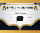 Elegant Blue and Gold Certificate of Graduation Template