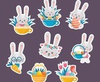 Easter Bunny with Eggs and Flower Sticker Collection