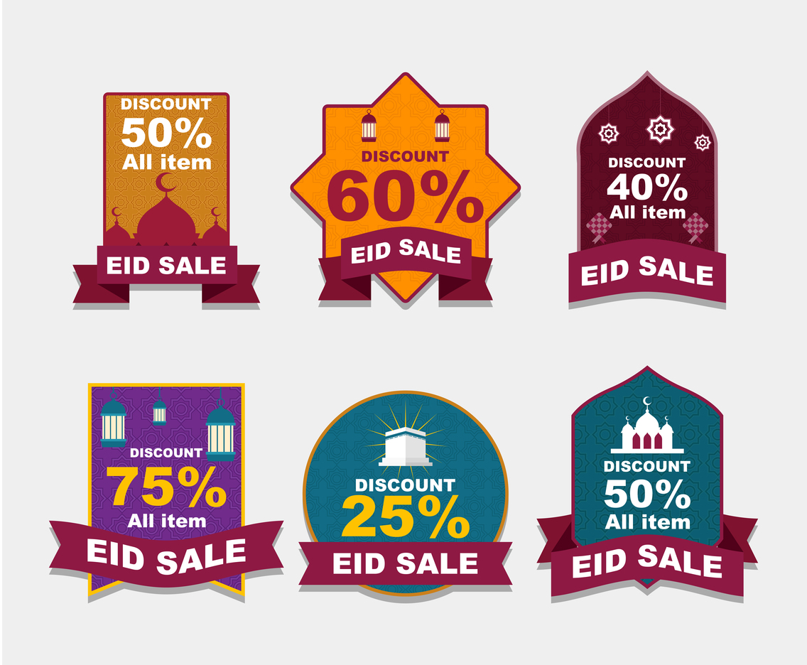 Eid Sale Label with Colorful Design