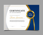 Modern Blue and Gold Certificate Template
