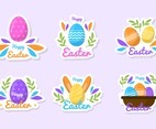 Flat Colorful Easter Festivity Sticker Collection