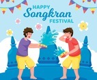 Two Children Celebrating Songkran Festival