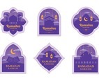 Flat Ramadan Label Set with Purple Color