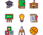 Flat Cartoon Education Icon Collection