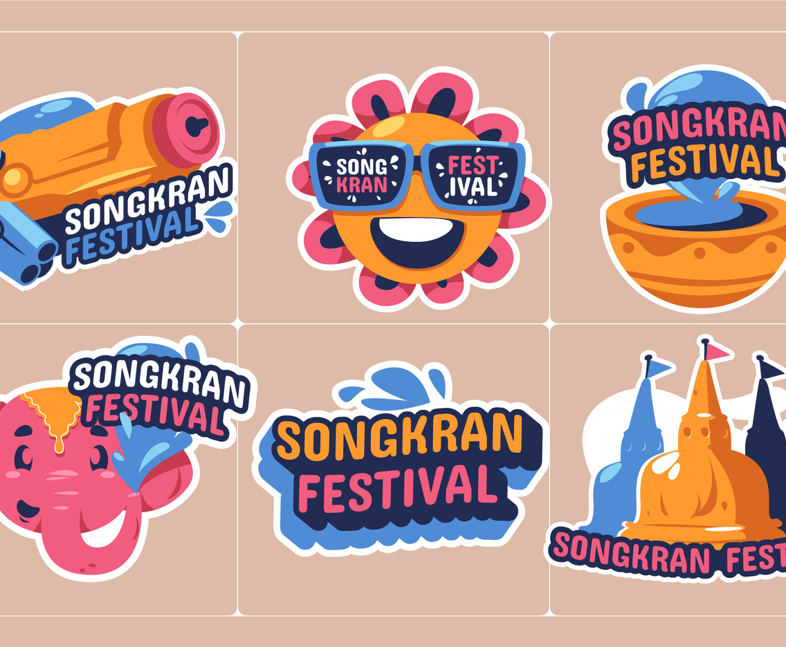 Fun Songkran Festival Sticker Collection