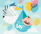 Stork Delivering a Baby Boy Concept