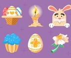 Easter Cute Icons with Detailed Execution