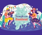 Happy Songkran Water Splashing Festival Concept