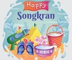 Happy Songkran Water Splashing Festival Template