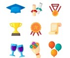 Graduation Icon Collection in Flat Design