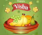 Happy Vishu with Fruits and Flowers