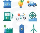 Green Technology Icon Set in Flat Design