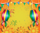 Festa Junina with Lanterns and Flowers Background