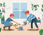 Gardening at Home with Partner Concept