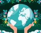 Earth Day Background with Floral Ornament