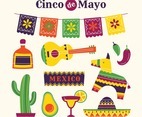 Cinco de Mayo Icon Collection in Flat Style