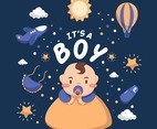 Baby Boy Born Day Illustration