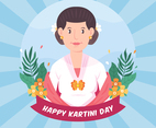 Cartoon woman celebrating Kartini day