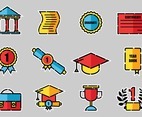 Colorful Graduation Icon Set
