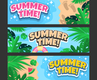 Summer Time Vector Banner Template Set