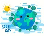 Cute Earth Day in Flat Design