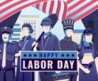 Happy Labor Day Dark Blue People Design