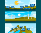 Flat Eco Green Technology Banner Collection