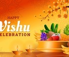 Vishu Day Celebration Realistic Gradient Background Design