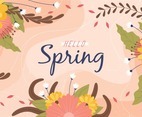 Hello spring decoration with flowers ornament