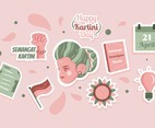 Raden Ajeng Kartini Pink Green Sticker Set