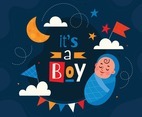 It's A Boy Baby Celebration Concept in Flat Style