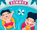 Happy Children Enjoying Summer in Swimming Pool