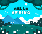 Hello Spring with Nature Landscape