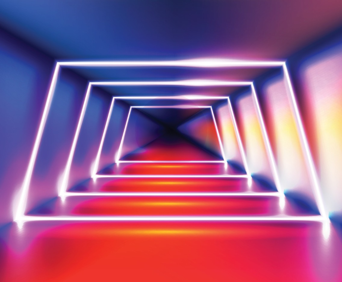 Realistic Trapezoid Neon Light Background