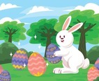 Easter Rabbit Holding Colorful Egg