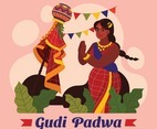 Gudi Padwa in Flat Style