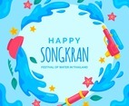 Songkran Background in Flat Design Style