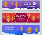 Eid Mubarak Banner collection with bright colors