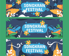 Colorful Songkran Festival Banner Set