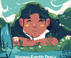 Earth's Day Awareness Illustration With Kid Smiling