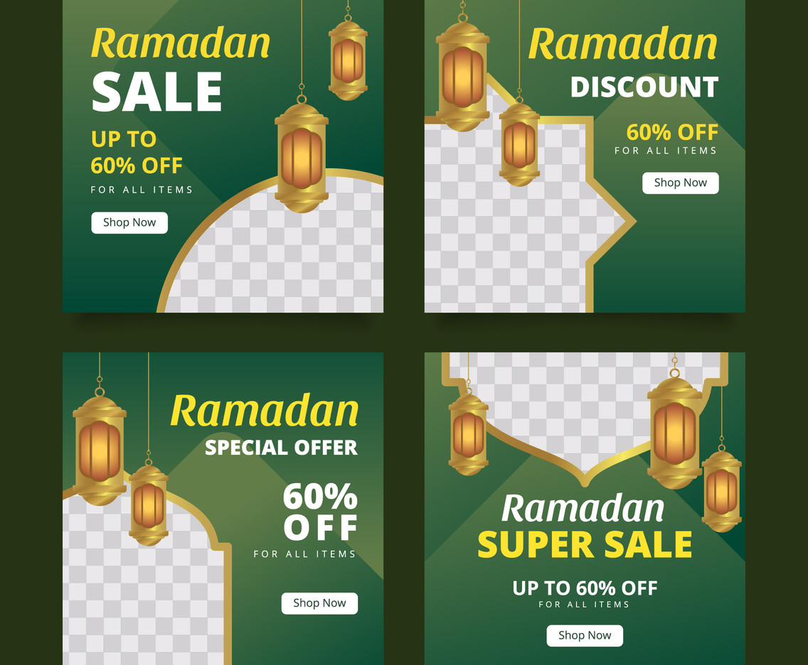 Eid Mubarak Social Media Post with Green Background