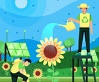Sunflower Farming Increase Green Ecosystem Concept