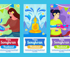 Set of Songkran Celebration Event Banners